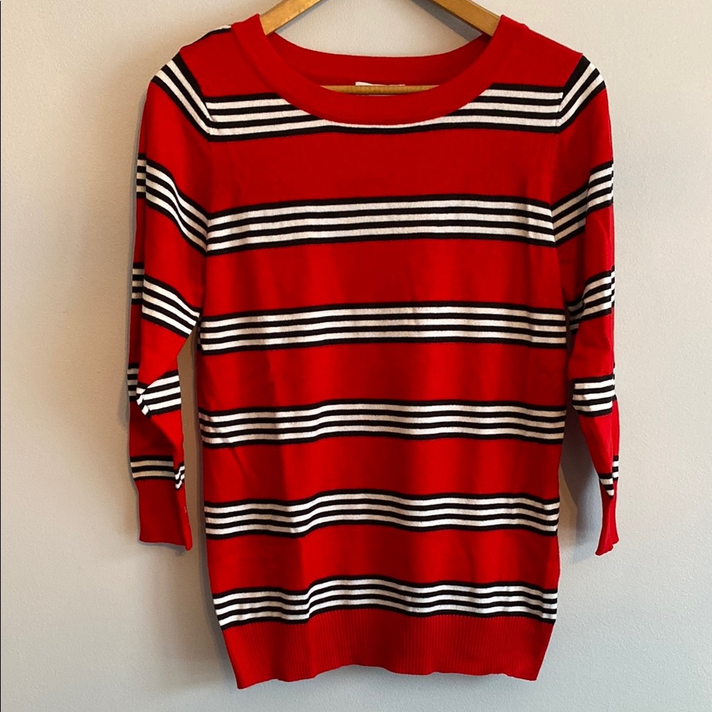 Joseph A. Red Striped Crew Neck Sweater